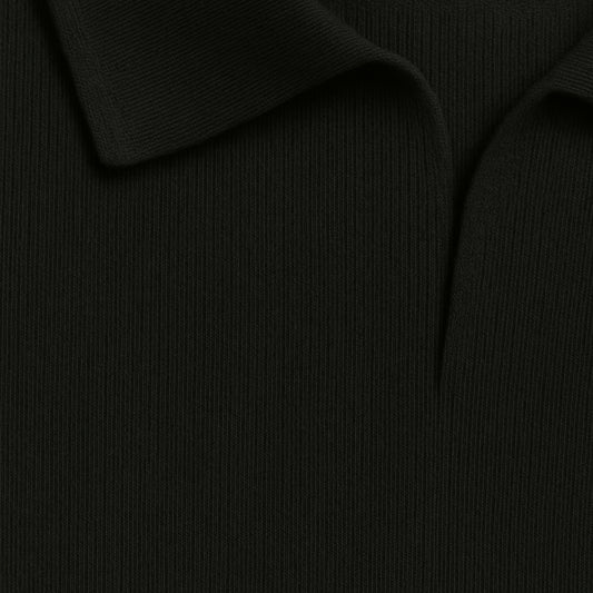 BLACK WAFFLE KNITTED POLO T-SHIRT for MEN- Old Money Textured Waffle Knitted Polo T-shirts 2025