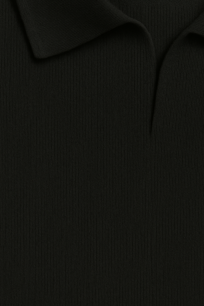 Black Waffle knitted Polo — The Old Money Summer Essential