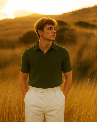 OliveGreen Waffle Polo — Nature's Timeless Classic