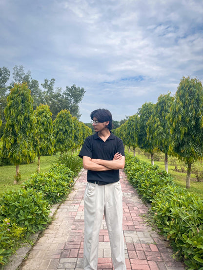 Black Waffle knitted Polo — The Old Money Summer Essential